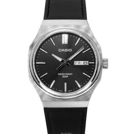 Reloj Casio Standard analógico de cuarzo con correa de cuero y esfera gris MTP-E735L-8AV para hombre