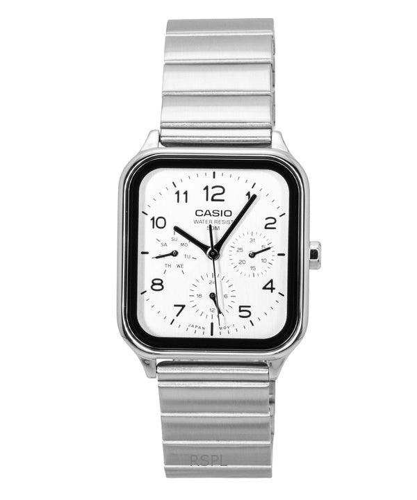 Reloj Casio Standard Analog de acero inoxidable con esfera blanca y movimiento de cuarzo MTP-M306D-7AV para hombre