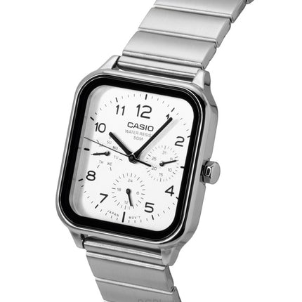 Reloj Casio Standard Analog de acero inoxidable con esfera blanca y movimiento de cuarzo MTP-M306D-7AV para hombre