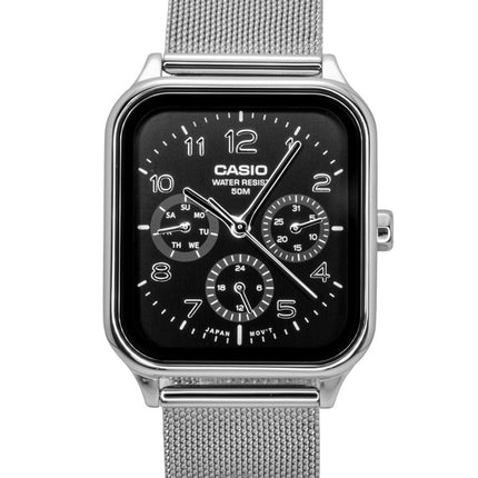 Reloj Casio Standard Analog de acero inoxidable con esfera negra y movimiento de cuarzo para hombre MTP-M306M-1AV