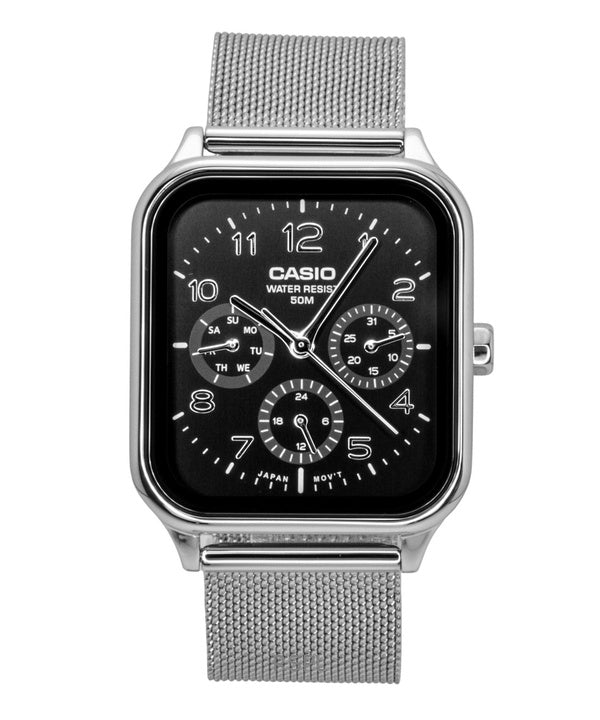 Reloj Casio Standard Analog de acero inoxidable con esfera negra y movimiento de cuarzo para hombre MTP-M306M-1AV