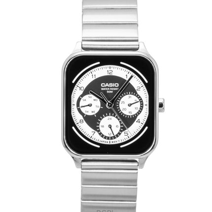 Reloj Casio Standard Analog de acero inoxidable con esfera blanca y negra, de cuarzo, modelo MTP-M307D-1BV para hombre