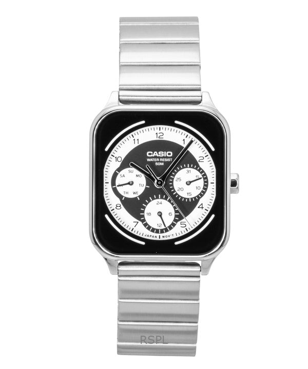 Reloj Casio Standard Analog de acero inoxidable con esfera blanca y negra, de cuarzo, modelo MTP-M307D-1BV para hombre