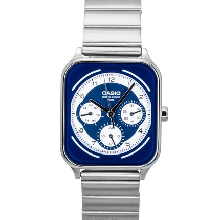 Reloj Casio Standard Analog de acero inoxidable con esfera azul y blanca, de cuarzo, modelo MTP-M307D-2BV para hombre