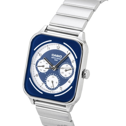 Reloj Casio Standard Analog de acero inoxidable con esfera azul y blanca, de cuarzo, modelo MTP-M307D-2BV para hombre