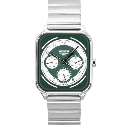 Reloj Casio Standard Analog de acero inoxidable con esfera verde y blanca, de cuarzo, modelo MTP-M307D-3BV para hombre