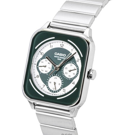 Reloj Casio Standard Analog de acero inoxidable con esfera verde y blanca, de cuarzo, modelo MTP-M307D-3BV para hombre