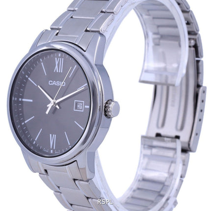 Reloj Casio de cuarzo analógico de acero inoxidable con esfera negra MTP-V002D-1B3 MTPV002D-1 para hombre