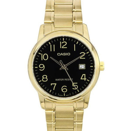 Casio analógico tono dorado acero inoxidable esfera negra cuarzo MTP-V002G-1B Watch de Men es