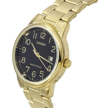 Casio analógico tono dorado acero inoxidable esfera negra cuarzo MTP-V002G-1B Watch de Men es