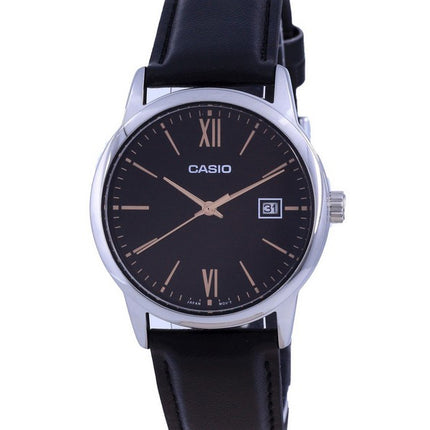 Reloj Casio de cuarzo analógico de acero inoxidable con esfera negra MTP-V002L-1B3 MTPV002L-1 para hombre