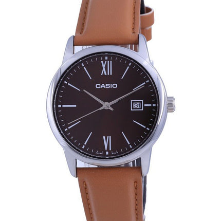 Reloj Casio Maroon Dial de acero inoxidable analógico de cuarzo MTP-V002L-5B3 MTPV002L-5 para hombre