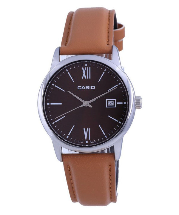 Reloj Casio Maroon Dial de acero inoxidable analógico de cuarzo MTP-V002L-5B3 MTPV002L-5 para hombre