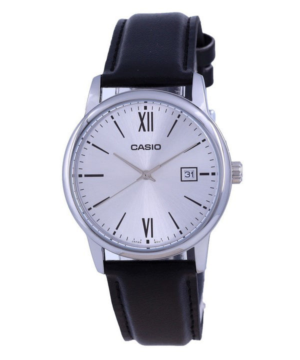 Reloj Casio de cuarzo analógico de acero inoxidable con esfera plateada MTP-V002L-7B3 MTPV002L-7 para hombre