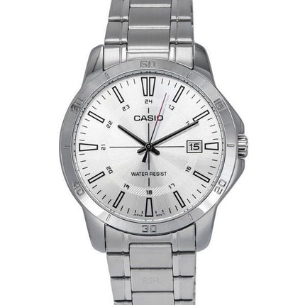 Reloj Casio estándar analógico de acero inoxidable con esfera plateada y cuarzo MTP-V004D-7C para hombre