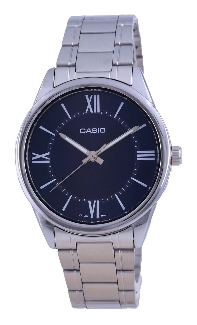 Reloj Casio de cuarzo analógico de acero inoxidable con esfera azul MTP-V005D-2B5 MTPV005D-2 para hombre