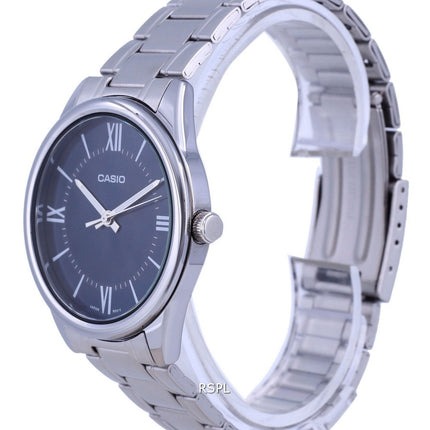 Reloj Casio de cuarzo analógico de acero inoxidable con esfera azul MTP-V005D-2B5 MTPV005D-2 para hombre