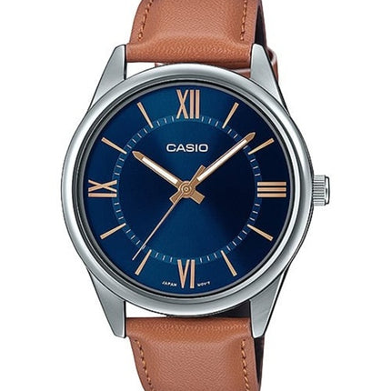 Reloj Casio de cuarzo analógico de acero inoxidable con esfera azul MTP-V005L-2B5 MTPV005L-2 para hombre