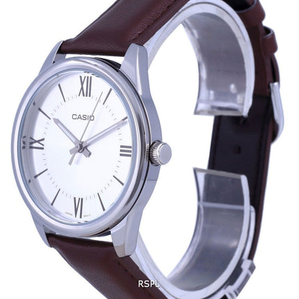 Reloj Casio de cuarzo analógico de acero inoxidable con esfera plateada MTP-V005L-7B5 MTPV005L-7 para hombre