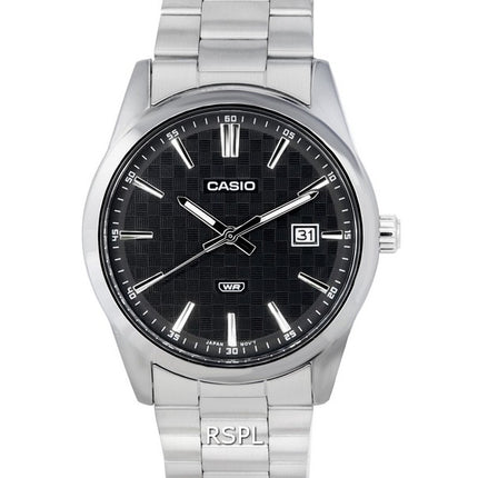 Reloj Casio analógico de acero inoxidable con esfera negra de cuarzo MTP-VD03D-1A MTPVD03D-1 para hombre