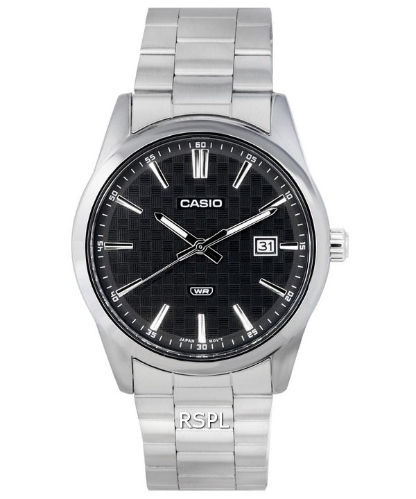 Reloj Casio analógico de acero inoxidable con esfera negra de cuarzo MTP-VD03D-1A MTPVD03D-1 para hombre
