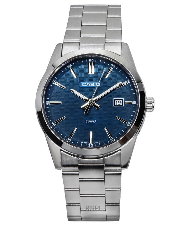 Reloj Casio estándar analógico de acero inoxidable con esfera azul y cuarzo MTP-VD03D-2A2 para hombre