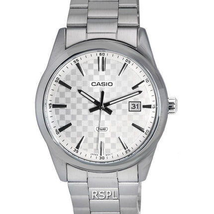 Reloj Casio analógico de acero inoxidable con esfera plateada de cuarzo MTP-VD03D-7A MTPVD03D-7 para hombre