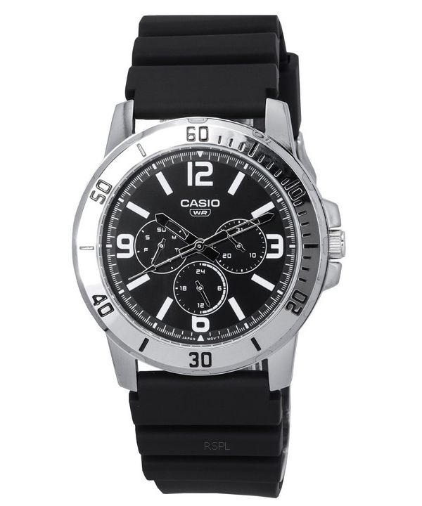 Casio Standard Resina analógica Correa Esfera negra Cuarzo MTP-VD300-1B MTPVD300-1B Reloj para hombre