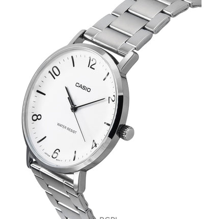 Reloj Casio Standard analógico de acero inoxidable con esfera blanca de cuarzo MTP-VT03D-7B para hombre