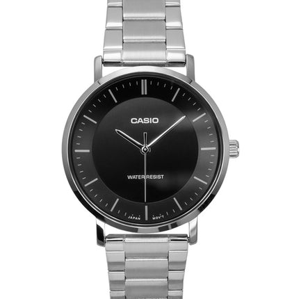 Reloj Casio Standard analógico de acero inoxidable con esfera negra de cuarzo MTP-VT04D-1E para hombre