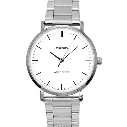 Reloj Casio Standard analógico de acero inoxidable con esfera blanca de cuarzo MTP-VT04D-7E para hombre