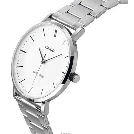 Reloj Casio Standard analógico de acero inoxidable con esfera blanca de cuarzo MTP-VT04D-7E para hombre