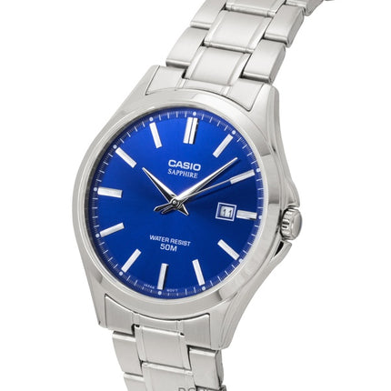 Reloj Casio Standard analógico de acero inoxidable con esfera azul de cuarzo MTS-115D-2A1V para hombre