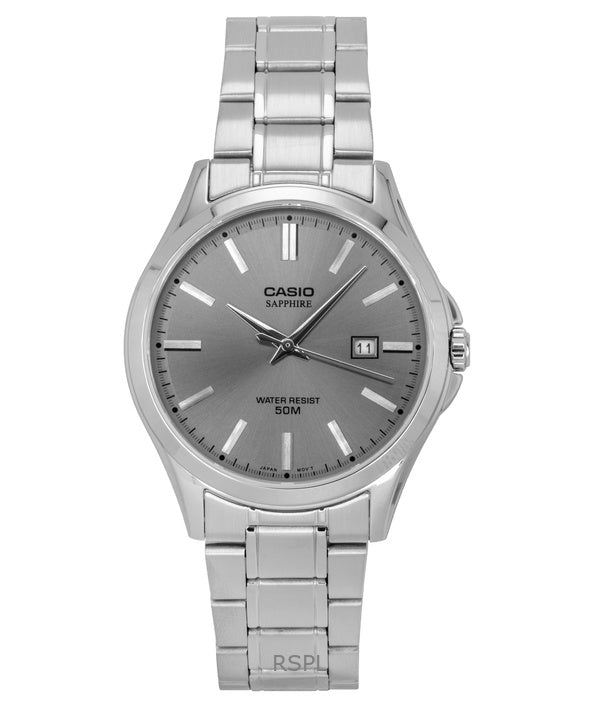 Reloj Casio Standard analógico de acero inoxidable con esfera gris de cuarzo MTS-115D-8AV para hombre