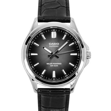 Reloj Casio Standard Solar MTS-RS100L-1AV analógico con correa de cuero y esfera negra para hombre