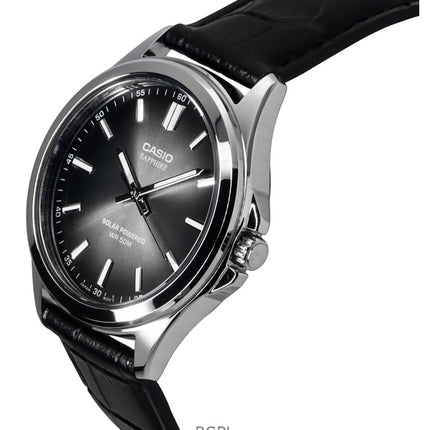 Reloj Casio Standard Solar MTS-RS100L-1AV analógico con correa de cuero y esfera negra para hombre