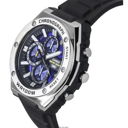 Reloj Casio Standard analógico con cronógrafo y correa de resina, esfera azul, cuarzo MWA-300H-2AV, 100 m, para hombre
