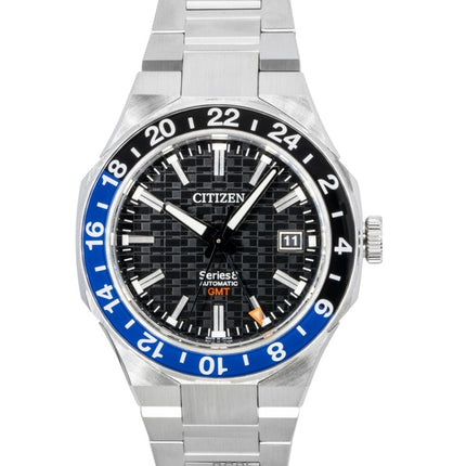 Reloj Citizen Serie 8 GMT de acero inoxidable con esfera negra, automático, NB6031-56E, 100 m, para hombre