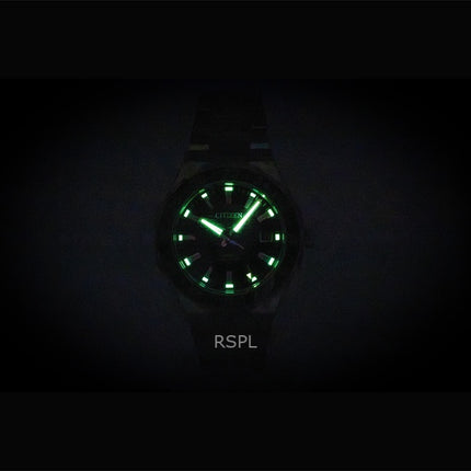 Reloj Citizen Serie 8 GMT de acero inoxidable con esfera negra, automático, NB6031-56E, 100 m, para hombre