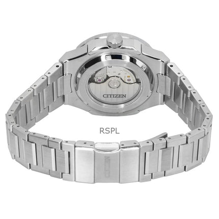 Reloj Citizen Serie 8 GMT de acero inoxidable con esfera negra, automático, NB6031-56E, 100 m, para hombre