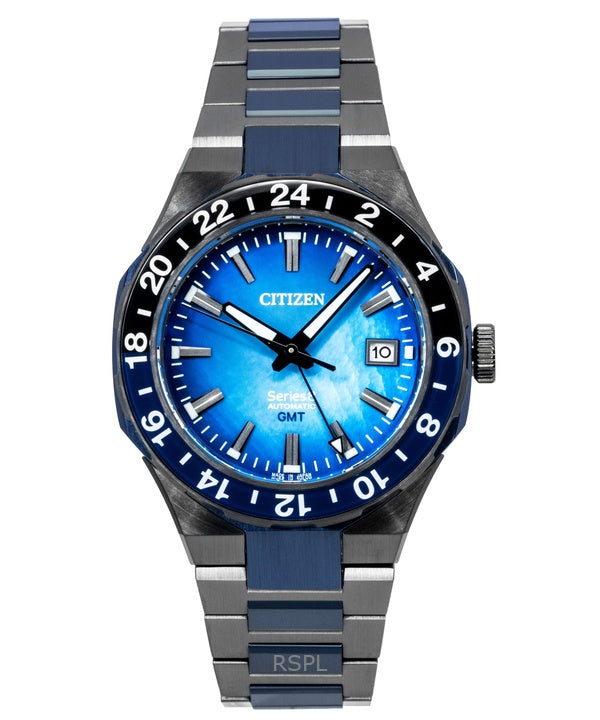 Reloj Citizen Serie 8 880 Edición Limitada GMT Acero Inoxidable Azul Madreperla Automático NB6036-52N 100M para Hombre