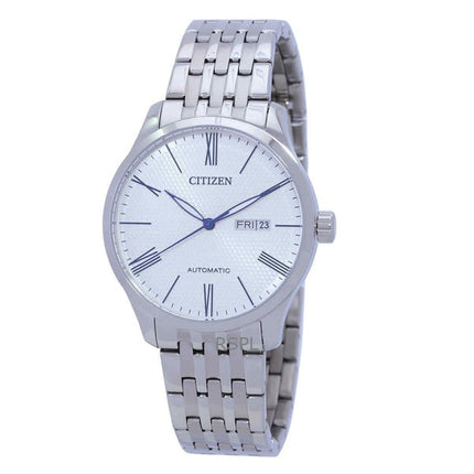 Reloj Citizen automático de acero inoxidable con esfera blanca NH8350-59B para hombre