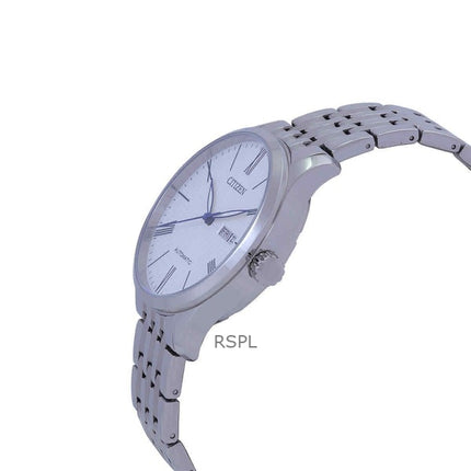 Reloj Citizen automático de acero inoxidable con esfera blanca NH8350-59B para hombre