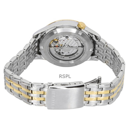 Reloj Citizen automático de acero inoxidable en dos tonos con esfera verde y corazón abierto NH9134-83X para hombre
