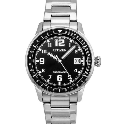 Reloj Citizen Urban Military de acero inoxidable con esfera negra, automático, NJ0190-51E, 100 m, para hombre