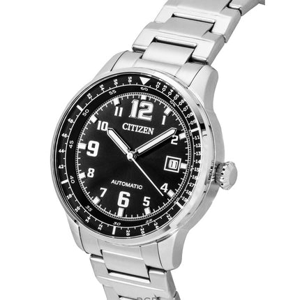 Reloj Citizen Urban Military de acero inoxidable con esfera negra, automático, NJ0190-51E, 100 m, para hombre