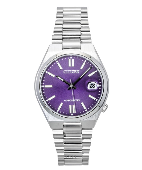 Reloj Citizen Tsuyosa NJ0200-50W automático para hombre, de acero inoxidable, con esfera morada y rayos de sol