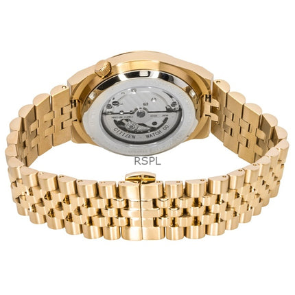 Reloj Citizen Tsuyosa 60 para hombre, automático, de acero inoxidable con tono oro rosa y esfera azul (NK0023-57L), resistente al agua hasta 100 m.