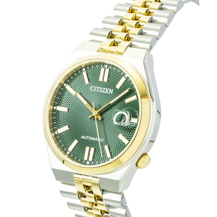 Reloj Citizen Tsuyosa 60 bicolor de acero inoxidable con esfera verde, automático NK0024-54X para hombre