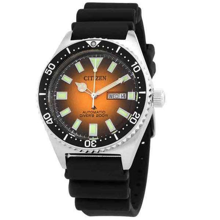 Reloj para hombre Citizen Promaster Marine con correa de caucho y esfera naranja automático Diver',s NY0120-01Z 200M